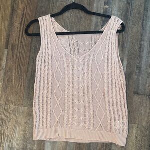 SHEIN Blush Pink Cable Knit Sleeveless Top